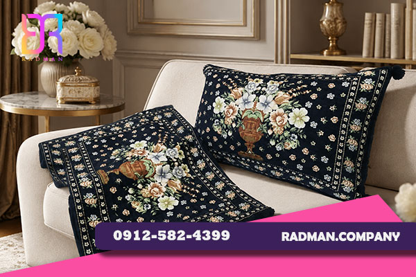 پارچه مخمل روبالشی طرح سه بعدی فرش ایرانی